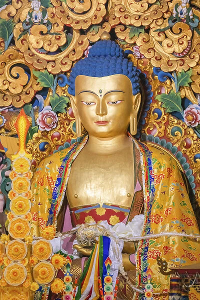 Bhutanese Buddhist temple interior, Bodh Gaya, Bihar, India