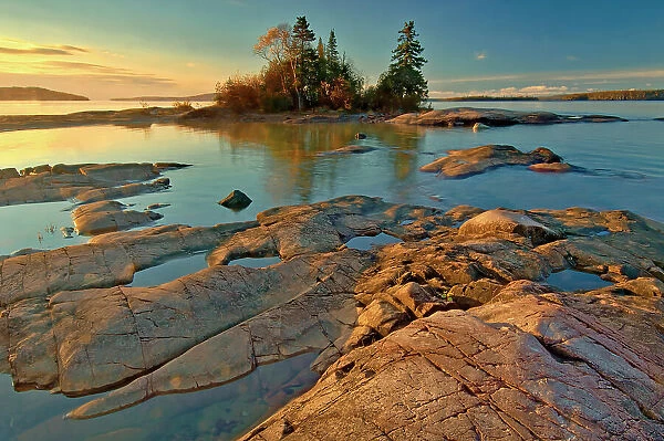 Caron Island and Lake Superior st sunrise Rossport, Ontario, Canada