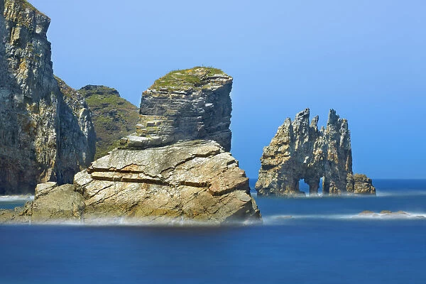 Cliff landscape with rock arch - Spain, Asturias, Eo-Navia, Luarca