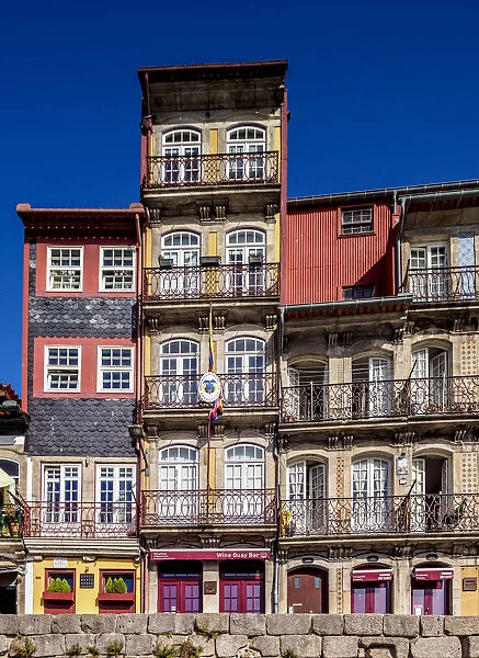 Colourful houses at Cais da Estiva, Porto, Portugal