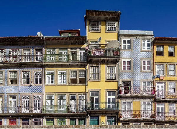 Colourful houses at Cais da Ribeira, Porto, Portugal