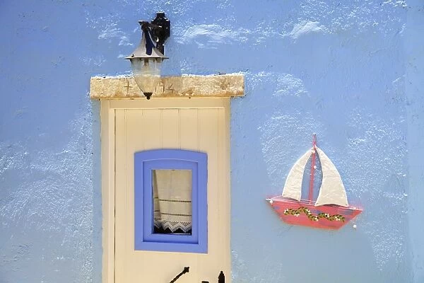 Door And Plaque, Leros, Dodecanese, Greek Islands, Greece, Europe