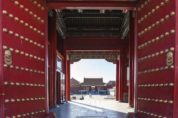 Eastern gate of the Hall of Preserving Harmony looking South. Forbidden City, Beijing