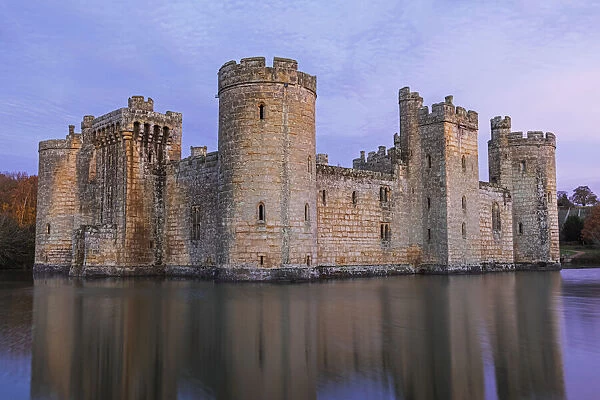 England, East Sussex, Robertsbridge, Bodiam Castle and Castle Moat