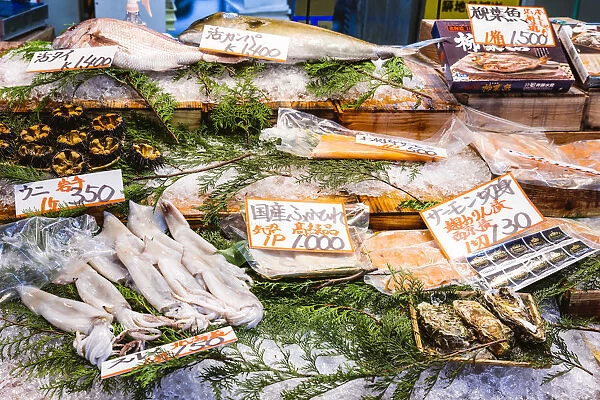 Fish at local Tsukiji fish market, Tokyo, Japan