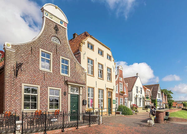 Historic houses in the old town of Greetsiel, East Frisia, Lower Saxony, Germany