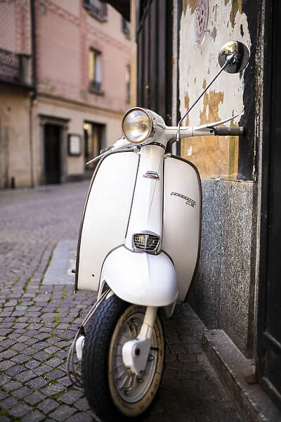 Lambretta Innocenti scooter in the old alley, Morbegno, province of Sondrio, Valtellina