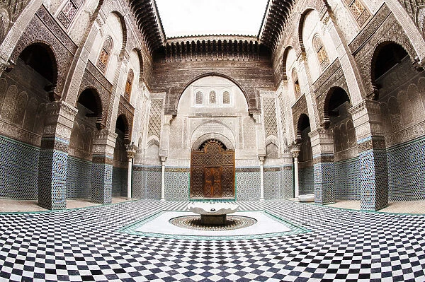 Magnificent interior in the traditional patterns in the medieval Muslim college, the