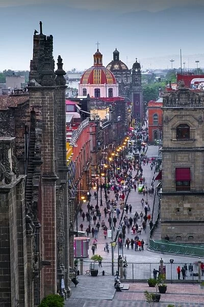 Mexico, Mexico City, Emiliano Zapata Street, Pedestrian Way, Dusk, Centro Historico
