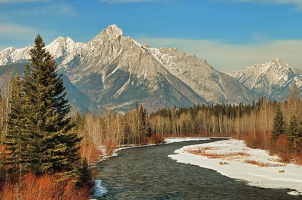 Mt. Lorette and the Kananaskis River, Canadian Rocky Mountains, Kananaskis Country, Alberta, Canada