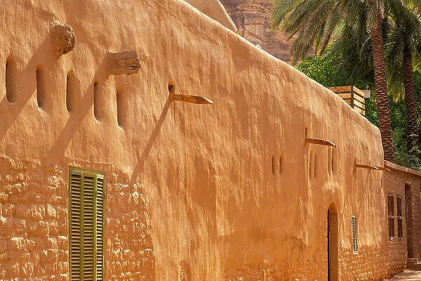Mud brick building in the Old town of Al-Ula, Medina Province, Saudi Arabia