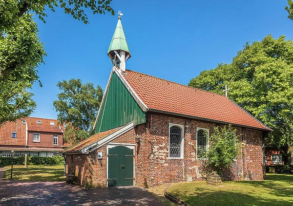 Old island church in the village center of Spiekeroog, East Frisian Islands, East Frisia, Lower Saxony, Germany