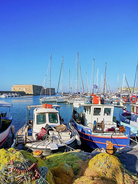 Old Venetian Port and The Koules Fortress, City of Heraklion, Crete, Greece