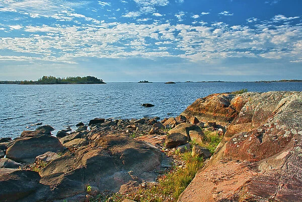 Precambrian Shield rock on the shoreline of Lake Winnipeg Berens River Manitoba, Canada