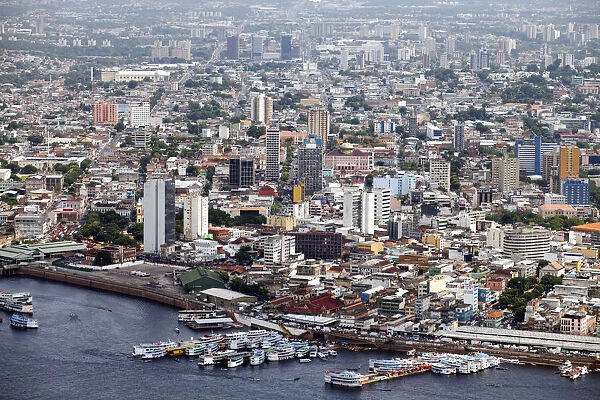 South America, Brazil, Amazonas state, Manaus, aerial view of the city centre of Manaus