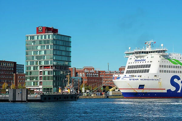 Stena Line dock and Port of Kiel administrative building, Kiel harbor, Kiel, Schleswig-Holstein, Germany