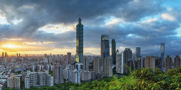 Taipei 101 and skyscrapers of Xinyi, Taipei, Taiwan