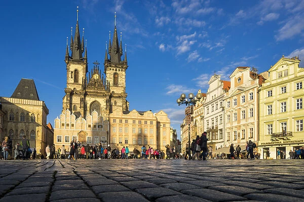 Tourists at famous Church of our lady before Tyn, Old Town of Prague, Prague, Bohemia