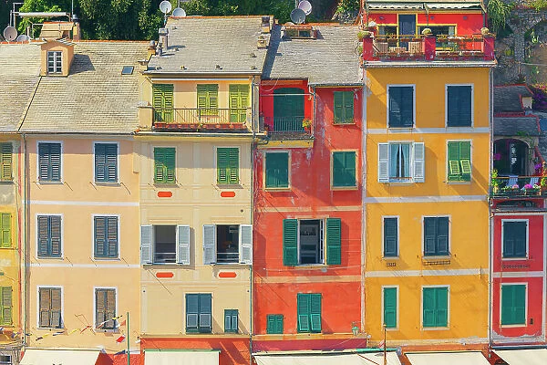 Traditional houses facade, Portofino, Liguria, Italy