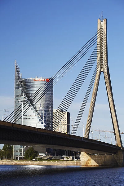 Vansu Bridge with Swedbank in background, Riga, Latvia