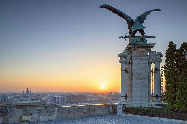 View of Budapest from Buda Castle at sunrise, Budapest, Hungary
