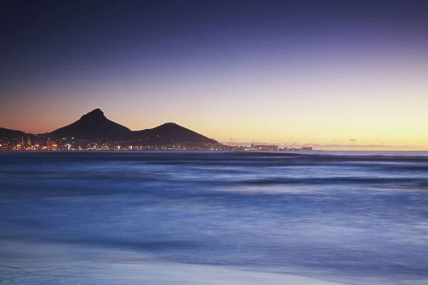 View of Lions Head and Signal Hill at sunset, Cape Town, Western Cape, South Africa