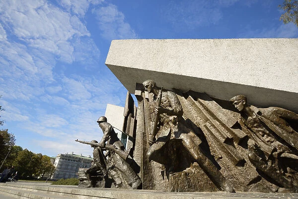 The Warsaw Uprising Monument, a striking bronze ensemble, depicts Armia Krajowa (Home