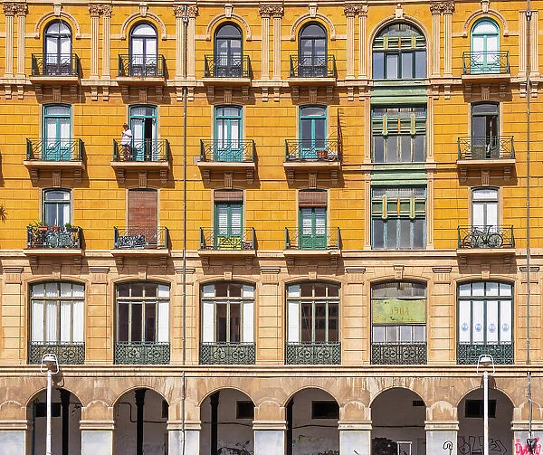 Windows & Arches of Traditional Building, Bilbao, Basque Country, Spain