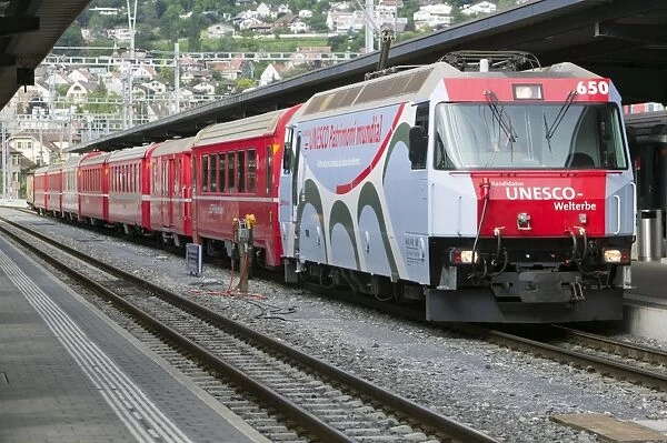 the Bernina Glacier express that goes from Chur in Switzerland to Tirano in Italy