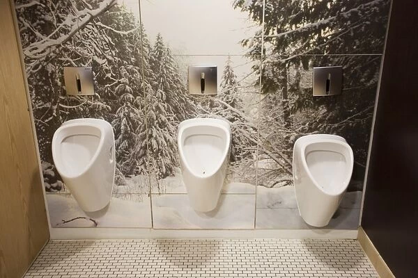 Gents urinals at the Chill Factor an indoor skiing area in Manchester, UK