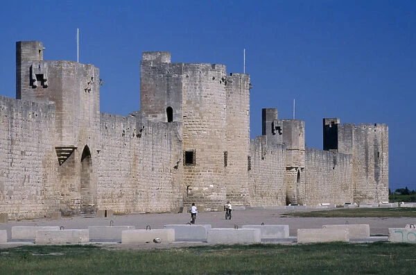 10126641. FRANCE Languedoc Roussillon Aigues Mortes 13th Century Fortress Ramparts Castle
