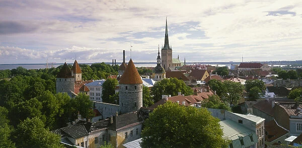 10128071. ESTONIA Tallinn Aerial view over the city rooftops