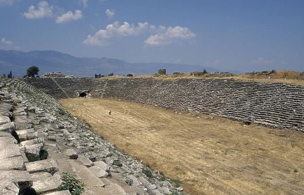 20064893. TURKEY Anatolia Aphrodisias View over the ancient Greek Stadium ruins dating