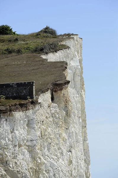 England, East Sussex, Birling Gap, Cliff face showing erosion and cracks