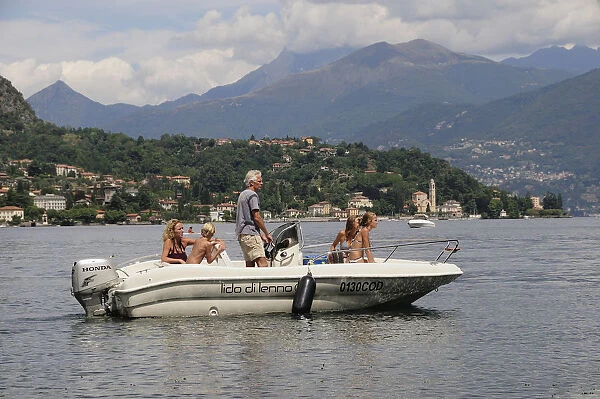 Italy, Lombardy, Lake Como, Lenno, boaring on the lake