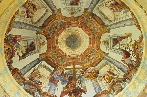 Italy, Lombardy, Lake Orta, dome ceiling painting, Madonna del Sasso