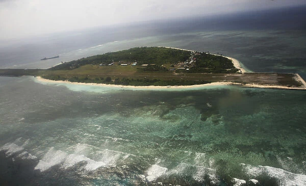 Aerial view of the Pagasa Island, which belongs to the disputed Spratly group of islands