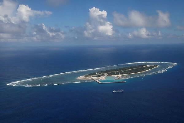 An aerial view shows of Itu Aba, which the Taiwanese call Taiping, in the South China Sea