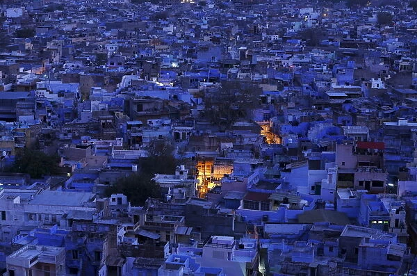 General view of the residential area is pictured during dusk at Jodhpur in Rajasthan