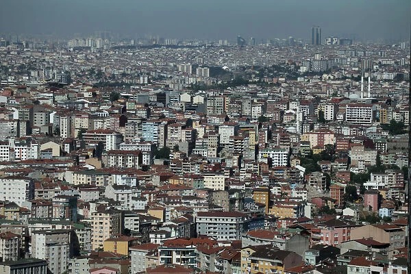 Residential housing stretches to the horizon of Istanbuls skyline in Turkey