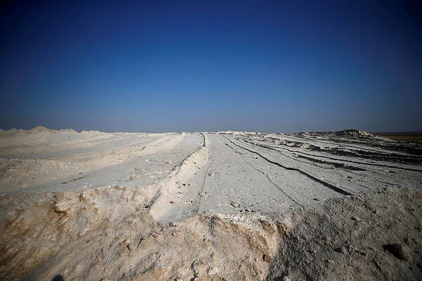 Salt extracted from the Dead Sea is seen near Jericho, in the occupied West Bank