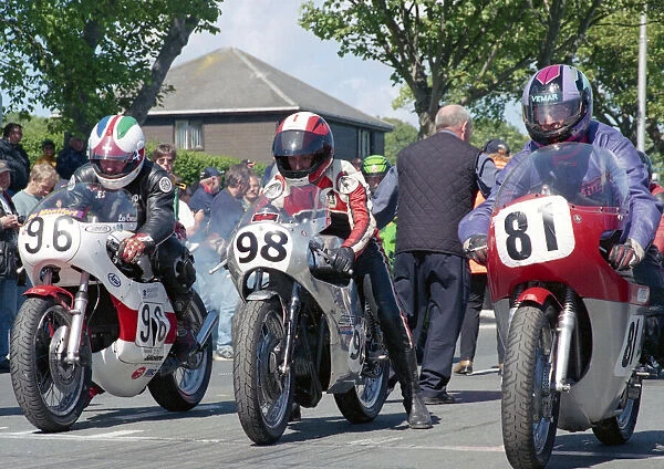 Les Cross (Yamaha) Yves Caillet (Walther) and John Rimmer (Matchless) 2002 TT Parade Lap