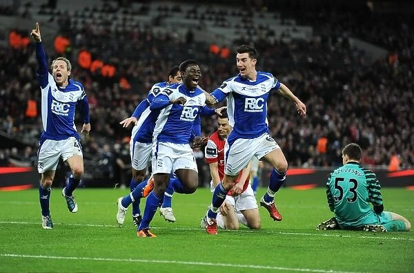 Obafemi Martins Double Strike: Birmingham City's Thrilling Celebration in Carling Cup Final - Arsenal's Koscielny and Szczesny React