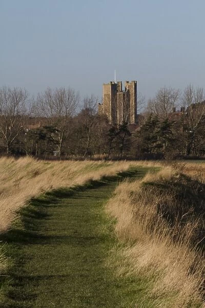 Coastal footpath running south to Orford Castle, Suffolk