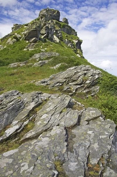 Rock formations in dry valley, Valley of the Rocks, Lynton, Exmoor N. P. Devon, England