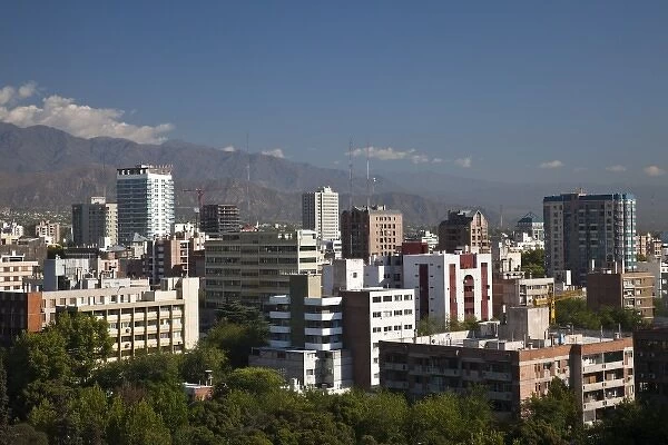 Argentina, Mendoza Province, Mendoza. City from town halls Terrazza Mirador roof garden