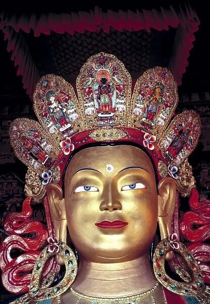 Asia, India, Ladakh, Thikse. The Buddha at Thikse Gompa in Ladakh, India, has an