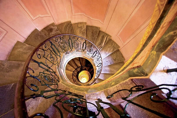 Austria, Melk monastery, baroque spiral staircase down to the Church of the Abbey