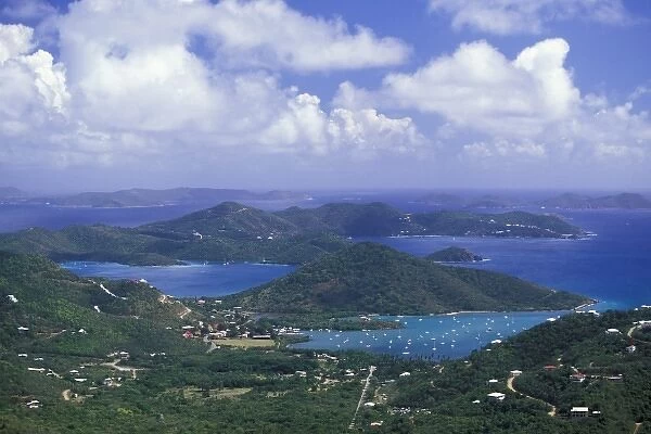 Caribbean, US Virgin Islands, St. John, Coral Bay. Bay view from Bordeaux Mountain