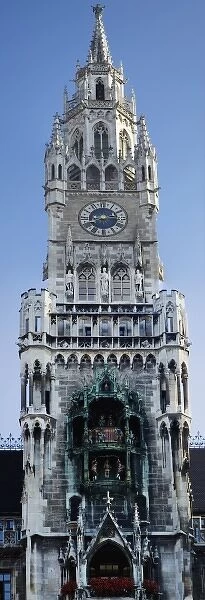 Germany, Munich. Glockenspiel clock on side of the New Town Hall